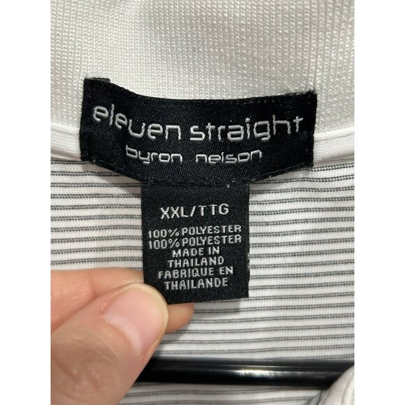 Byron Nelson Eleven Straight Striped Polo Shirt Sz XXL White Gray - Picture 5 of 8